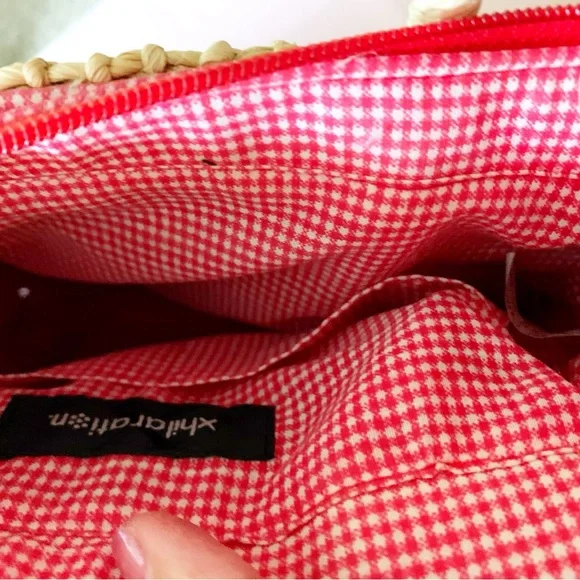 Woven Straw Bag with Cherry Design - Picture 4 of 5